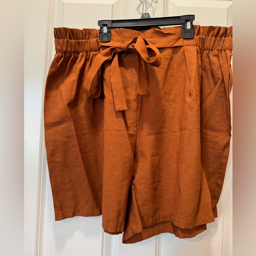 Women's Rust Shorts with Tie Waist
